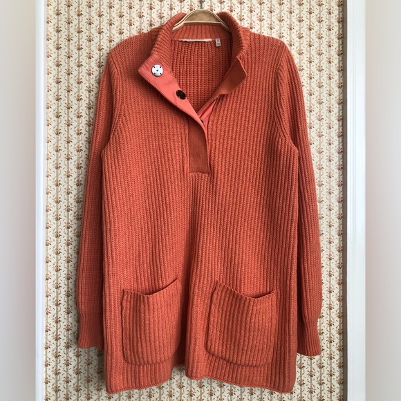 Soft Surroundings Highland Tunic Rib-Knit Coral Sweater | Medium - Picture 2 of 7